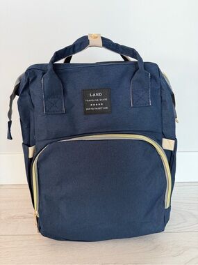 Amazon Navy Baby Bag Backpack with Cream Trim